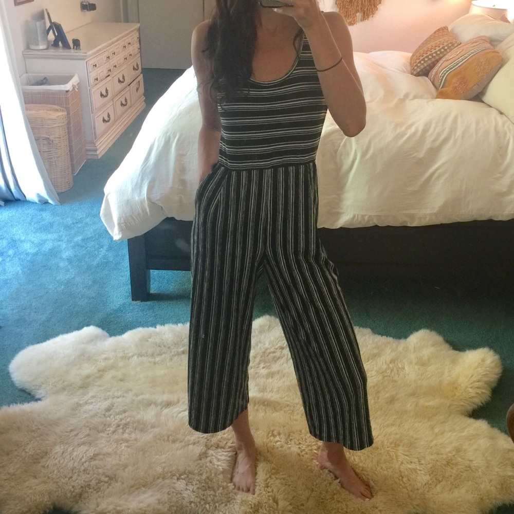 Black and white striped romper/jumpsuit